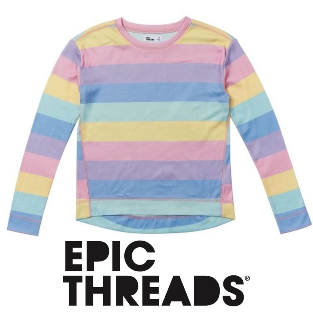 EPIC THREADS Big Girls Long Sleeve Striped Knit Top - Large